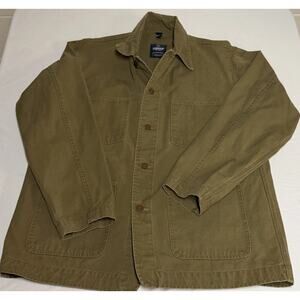 VTG Oshkosh Barn Chore Jacket Men L Khaki Denim Button Up Casual Farm Workwear